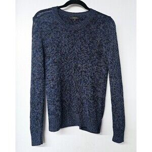 Babaton Aritzia Silk Linen Blue Black Knit Linen Cozy Long Sleeve Sweater (M)
